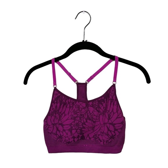 Fabletics Samana Seamless Sports Bra Purple Jacquard Floral Size XXS - Picture 1 of 6